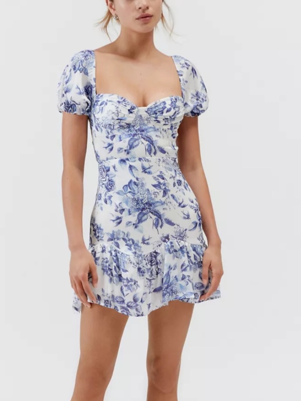 Floral Blue and White Dress small